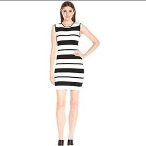 BCBGMaxAzria Kailee Knit Bodycon Mini Dress Size S. Black and White Stripes.
